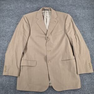 Classics by Zanetti Men's 52R Super 120's Wool Blazer Tan Pinstripe Made Italy